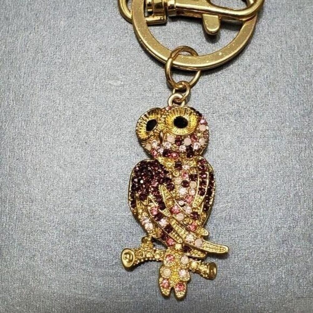 **Last Chance!! Final Sale** Monet gold tone rhinestone owl key fob